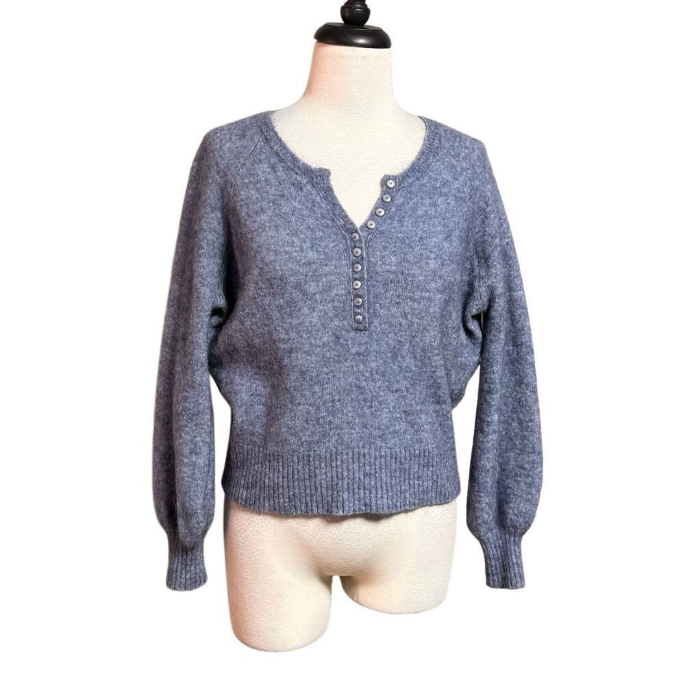 La Maille Sezane Blue Mohair Wool Cropped Sweater Size XS